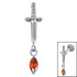 Titanium Mini Dagger with Marquise Drop Gem Top for Internal Thread shafts in 1.2mm