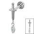 Titanium Internally Threaded Labrets 1.2mm - Titanium Mini Dagger with Marquise Drop Gem