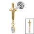 Titanium Internally Threaded Labrets 1.2mm - Titanium Mini Dagger with Marquise Drop Gem
