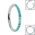 Titanium Pave Set Turquoise Edge Hinged Clicker Ring