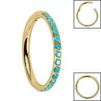 Titanium Pave Set Turquoise Edge Hinged Clicker Ring