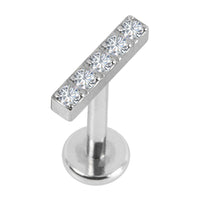 Titanium Internally Threaded Labrets 1.2mm - Titanium 5 Jewel Bar