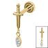 Titanium Internally Threaded Labrets 1.2mm - Titanium Mini Dagger with Marquise Drop Gem