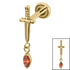 Titanium Internally Threaded Labrets 1.2mm - Titanium Mini Dagger with Marquise Drop Gem