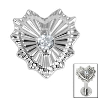Titanium Claw Set Radiant Jewelled Heart Top for Internal Thread shafts in 1.2mm