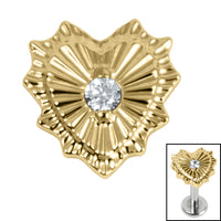Titanium Claw Set Radiant Jewelled Heart Top for Internal Thread shafts in 1.2mm