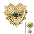 Titanium Claw Set Radiant Jewelled Heart Top for Internal Thread shafts in 1.2mm