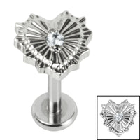 Titanium Internally Threaded Labrets 1.2mm - Titanium Claw Set Radiant Jewelled Heart