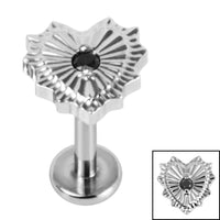 Titanium Internally Threaded Labrets 1.2mm - Titanium Claw Set Radiant Jewelled Heart