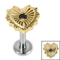 Titanium Internally Threaded Labrets 1.2mm - Titanium Claw Set Radiant Jewelled Heart