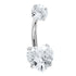 Belly Bar - Titanium Internal Thread Claw Set Twinkle Heart Double Jewelled