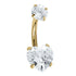 Belly Bar - Titanium Internal Thread Claw Set Twinkle Heart Double Jewelled