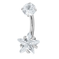 Belly Bar - Titanium Internal Thread Claw Set Twinkle Star Double Jewelled