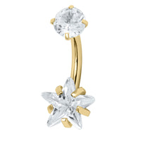 Belly Bar - Titanium Internal Thread Claw Set Twinkle Star Double Jewelled