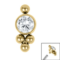 Titanium Bezel Set Single Jewelled Asia Top for Internal Thread shafts in 1.2mm