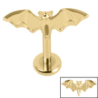 Titanium Internally Threaded Labrets 1.2mm - Titanium Flying Vampire Bat
