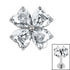 Titanium Claw Set Jewelled Heart Clover Top for Internal Thread shafts in 1.2mm