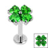 Titanium Internally Threaded Labrets 1.2mm - Titanium Claw Set Jewelled Heart Clover