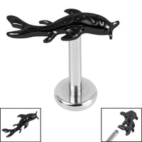 Titanium Internally Threaded Labrets 1.2mm - Titanium Koi Fish