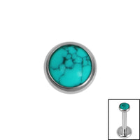 Titanium Bezel Set Turquoise Stone Top for Internal Thread shafts in 1.2mm