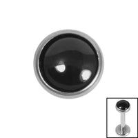 Titanium Bezel Set Black Onyx Stone Top for Internal Thread shafts in 1.2mm
