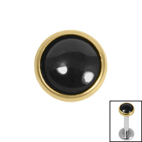 Titanium Bezel Set Black Onyx Stone Top for Internal Thread shafts in 1.2mm