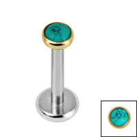 Titanium Internally Threaded Labrets 1.2mm - Titanium Bezel Set Turquoise Stone Top