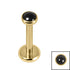 Titanium Internally Threaded Labrets 1.2mm - Titanium Bezel Set Black Onyx Stone Top