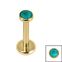 Titanium Internally Threaded Labrets 1.2mm - Titanium Bezel Set Turquoise Stone Top