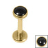 Titanium Internally Threaded Labrets 1.2mm - Titanium Bezel Set Black Onyx Stone Top