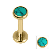 Titanium Internally Threaded Labrets 1.2mm - Titanium Bezel Set Turquoise Stone Top
