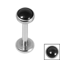 Titanium Internally Threaded Labrets 1.2mm - Titanium Bezel Set Black Onyx Stone Top