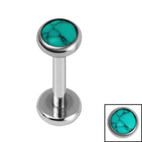 Titanium Internally Threaded Labrets 1.2mm - Titanium Bezel Set Turquoise Stone Top