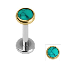 Titanium Internally Threaded Labrets 1.2mm - Titanium Bezel Set Turquoise Stone Top