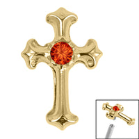 Titanium Claw Set Jewelled Cross Top for Internal Thread shafts in 1.2mm