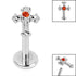 Titanium Internally Threaded Labrets 1.2mm - Titanium Claw Set Jewelled Cross