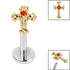 Titanium Internally Threaded Labrets 1.2mm - Titanium Claw Set Jewelled Cross