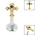 Titanium Internally Threaded Labrets 1.2mm - Titanium Claw Set Jewelled Cross