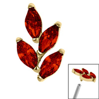 Titanium Claw Set Marquise Jewelled Leaf for Internal Thread Shafts in 1.2mm