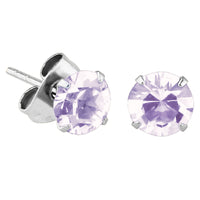 Steel Ear Stud Earrings - Claw Set Jewelled