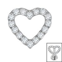 Titanium Pave Set Jewelled Everlasting Heart for Internal Thread shafts in 1.2mm
