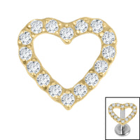 Titanium Pave Set Jewelled Everlasting Heart for Internal Thread shafts in 1.2mm