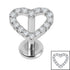 Titanium Internally Threaded Labrets 1.2mm - Titanium Pave Set Jewelled Everlasting Heart