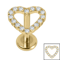 Titanium Internally Threaded Labrets 1.2mm - Titanium Pave Set Jewelled Everlasting Heart