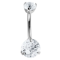 Belly Bar - Titanium Internal Thread Claw Set Double Jewelled Firework