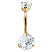 Belly Bar - Titanium Internal Thread Claw Set Double Jewelled Firework
