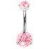 Belly Bar - Titanium Internal Thread Claw Set Double Jewelled Firework