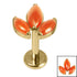 Titanium Internally Threaded Labrets 1.2mm - Titanium Claw Set Carnelian Marquise Stone Leaves Trio Top