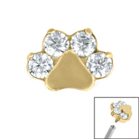 Titanium Claw Set Jewelled Paw Print for Internal Thread shafts in 1.2mm