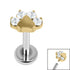 Titanium Internally Threaded Labrets 1.2mm - Titanium Claw Set Jewelled Paw Print